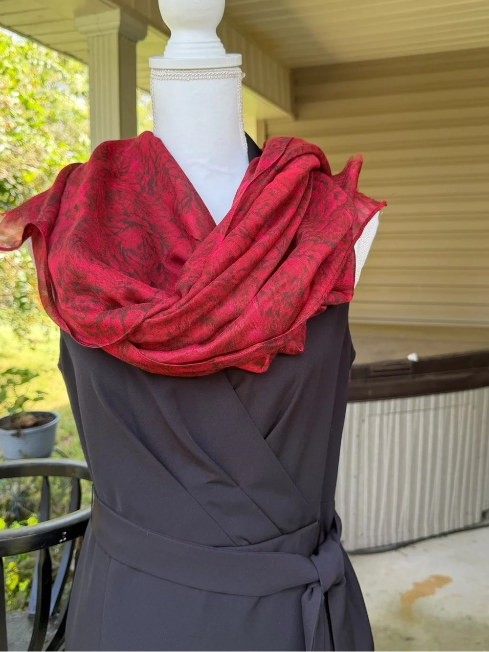 Patricia Nash Red Black Floral Oversized Wrap Shawl 76